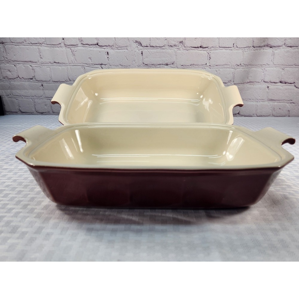 Set Of 2 Emile Henry For Williams Sonoma Ceramic Coated Stonewear Baking Dishes